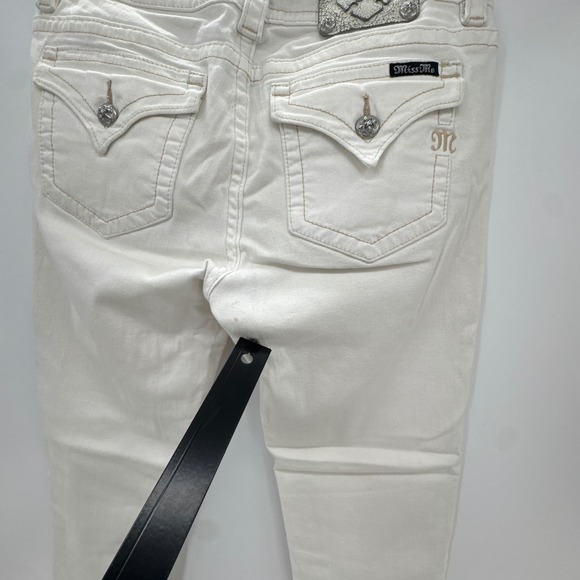 Miss Me White Distressed Mid-Rise Cuffed Skinny Jeans Women 31 MS4009CK74 - Picture 14 of 15